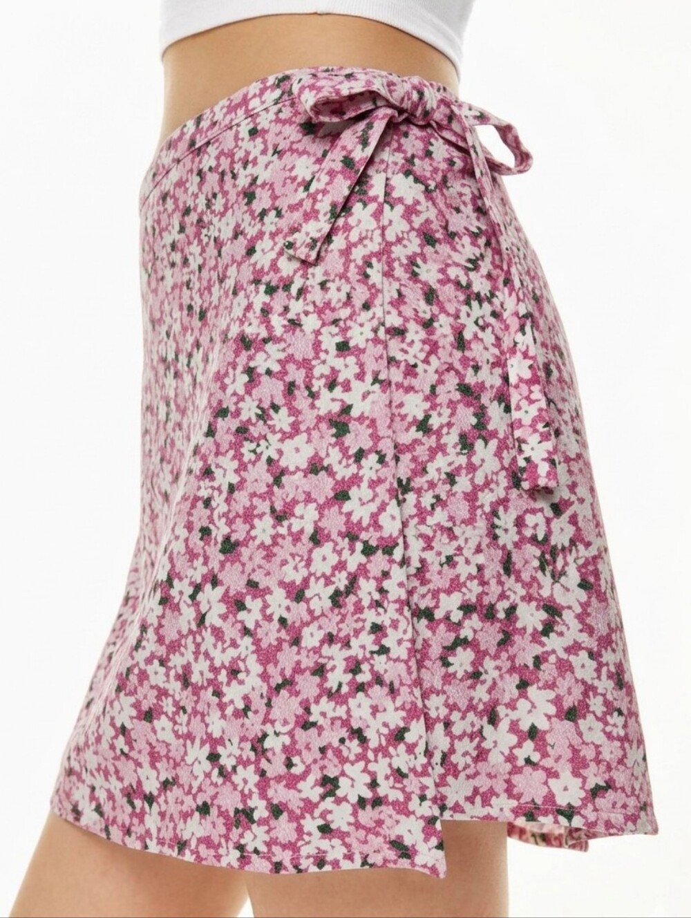 Aritzia Sunday Best Dawson Wrap Mini Skirt Pink Ditsy Floral Medium Cottagecore - Picture 1 of 8